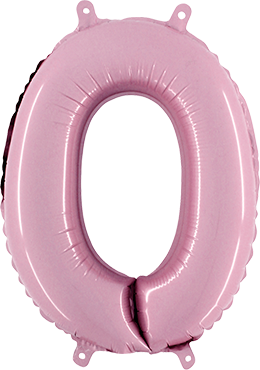 Kleine Folienballon Zahl 0 in Pastel Pink