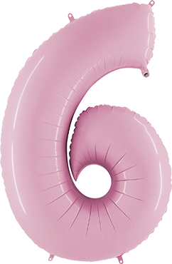 Kleine Folienballon Zahl 6 in Pastel Pink