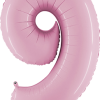 Kleine Folienballon Zahl 9 in Pastel Pink