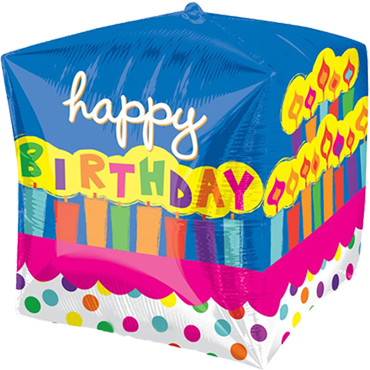 Folienballon in Würfelform Happy Birthday