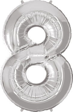 Kleine Folienballon Zahl Acht Folienballon in 8 Silber