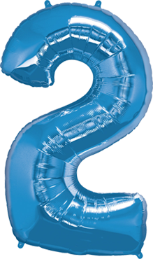 Kleine Folienballon Zahl Zwei Folienballon in 2 Blau