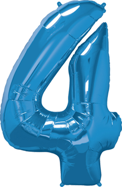 Kleine Folienballon Zahl Vier Folienballon in 4 Blau
