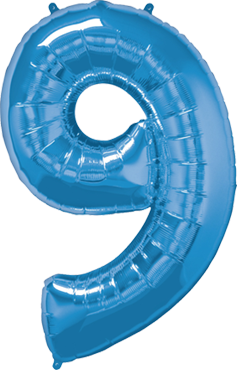 Kleine Folienballon Zahl Neun Folienballon in 9 Blau