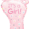 Folienballon Rosa als Babyfuß mit der Aufschrift "its a Girl!"