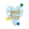 Folienballon Baby Boy zur Geburt als Herz mit Sternen