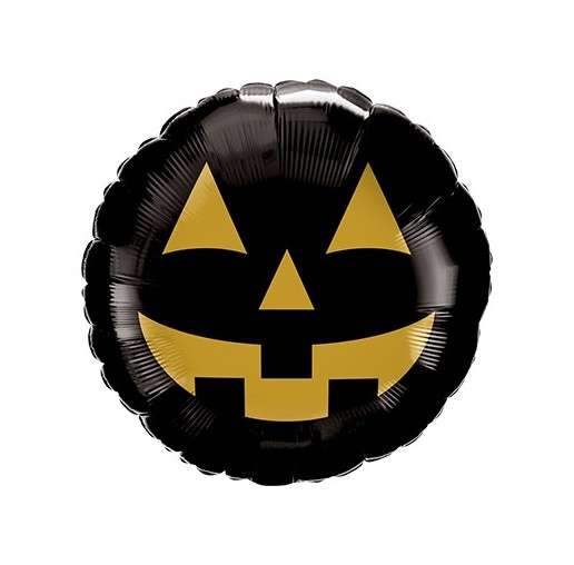 Black face Folienballon Schwarz und Gold 46cm Halloween