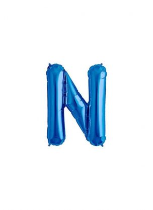 Folienballon Alphabet ABC Buchstabe N in Blau 34cm