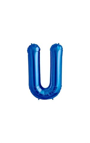Folienballon Alphabet ABC Buchstabe U in Blau 34cm