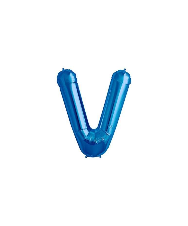 Folienballon Alphabet ABC Buchstabe V in Blau 34cm