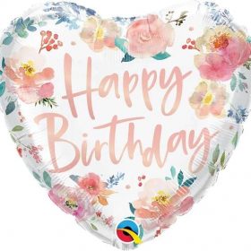 Folienballon als Herz, Geburtstag Happy Birthday, Rosen 46 cm