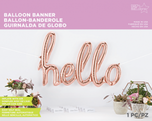 Folienballon Schriftzug "hello" in der Farbe Rose Gold