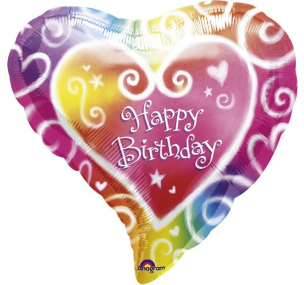 Folienballon, Herz, Happy birthday