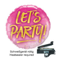 Folienballon Rund mit der Aufschrift "Let's Party" 22 cm Luftgefüllt in Rosa / Pink