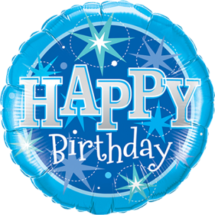 Runder Folienballon in Blau Happy Birthday