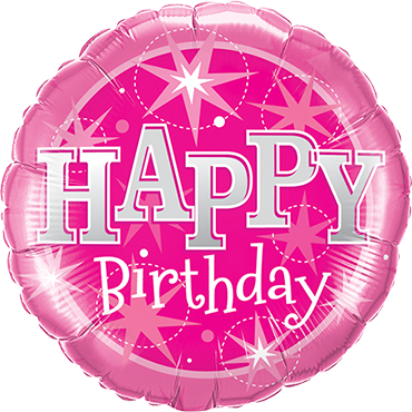 Runder Folienballon in Pink Happy Birthday