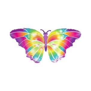 Folienballon als Schmetterling Butterfly, Grüne Wiese, Raupe, Sommer