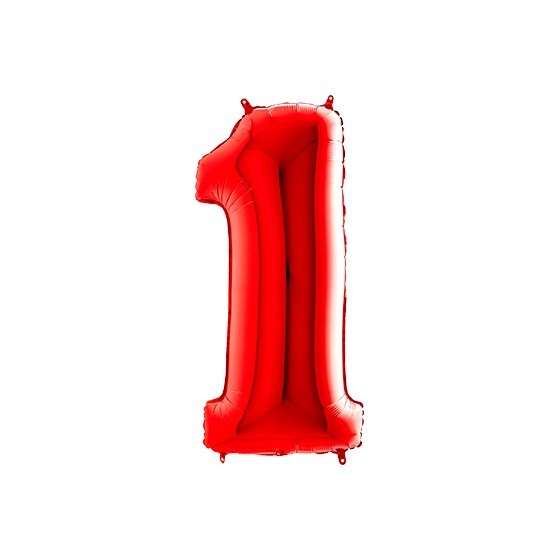 Folienballon Zahl Eins Folienzahl Zahl 1 in der Farbe Rot Größe 40in100cm